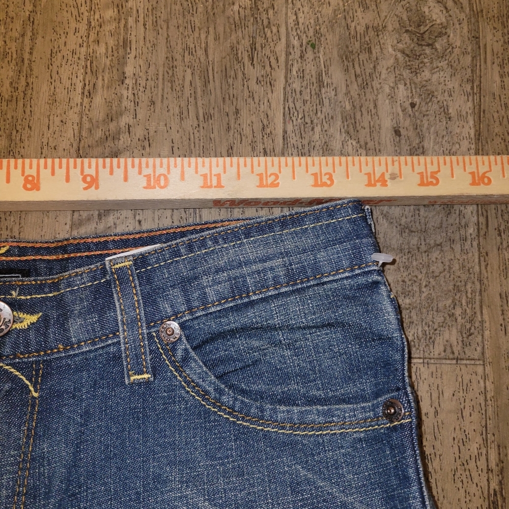 Von Dutch Blue Jeans with Red Logo Patch Vintage Womens Size 27 - Picture 6 of 9